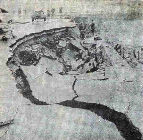 The crumbling promenade in West Bay. 