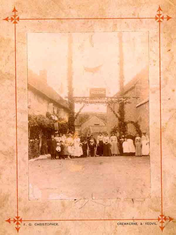 Another picture of the Jubilee celebrations in 1897. Mrs Charlotte Payne is 4th in on the right facing (large lady with apron) possibly her daughter Charlotte at her side