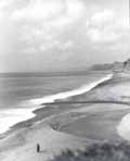 Mouth of the River Bride 1937 - the river finds its way through the shingle on the beach