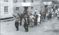 The celebrations for either VE or VJ Day are seen passing the Three Horseshoes Inn in Burton Bradstock