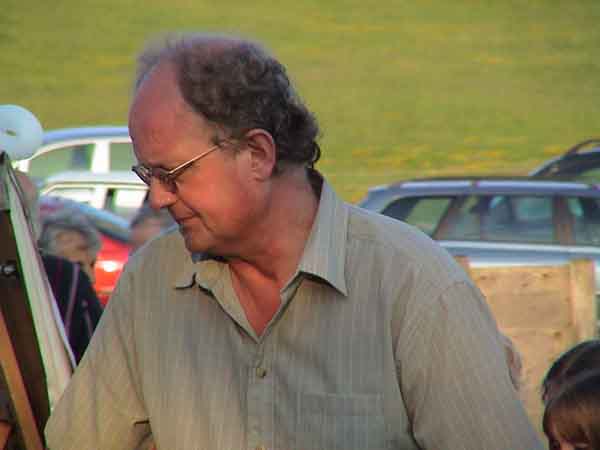 Richard Hewlett checking his PA system - it went without a hitch