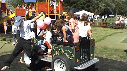 Children trying out new car